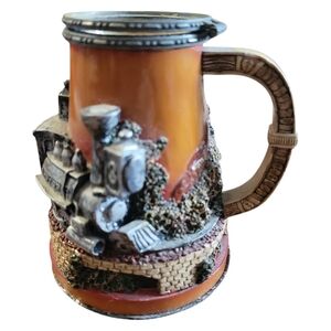 Vtg 90's Nina Mini 3D Train Beer Stein Mug Vase Paper Weight Pen Holder Pewter